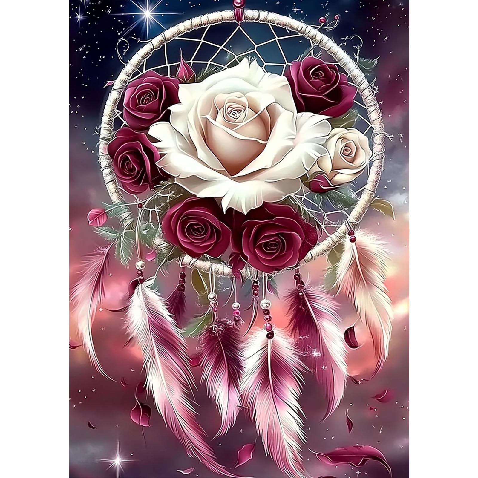 DCIDBEI Diamond Painting 5D Acchiappasogni 30x40 Cm – Kit Fai Da Te Con Strass Rotondi, Tramonto Sul Mare