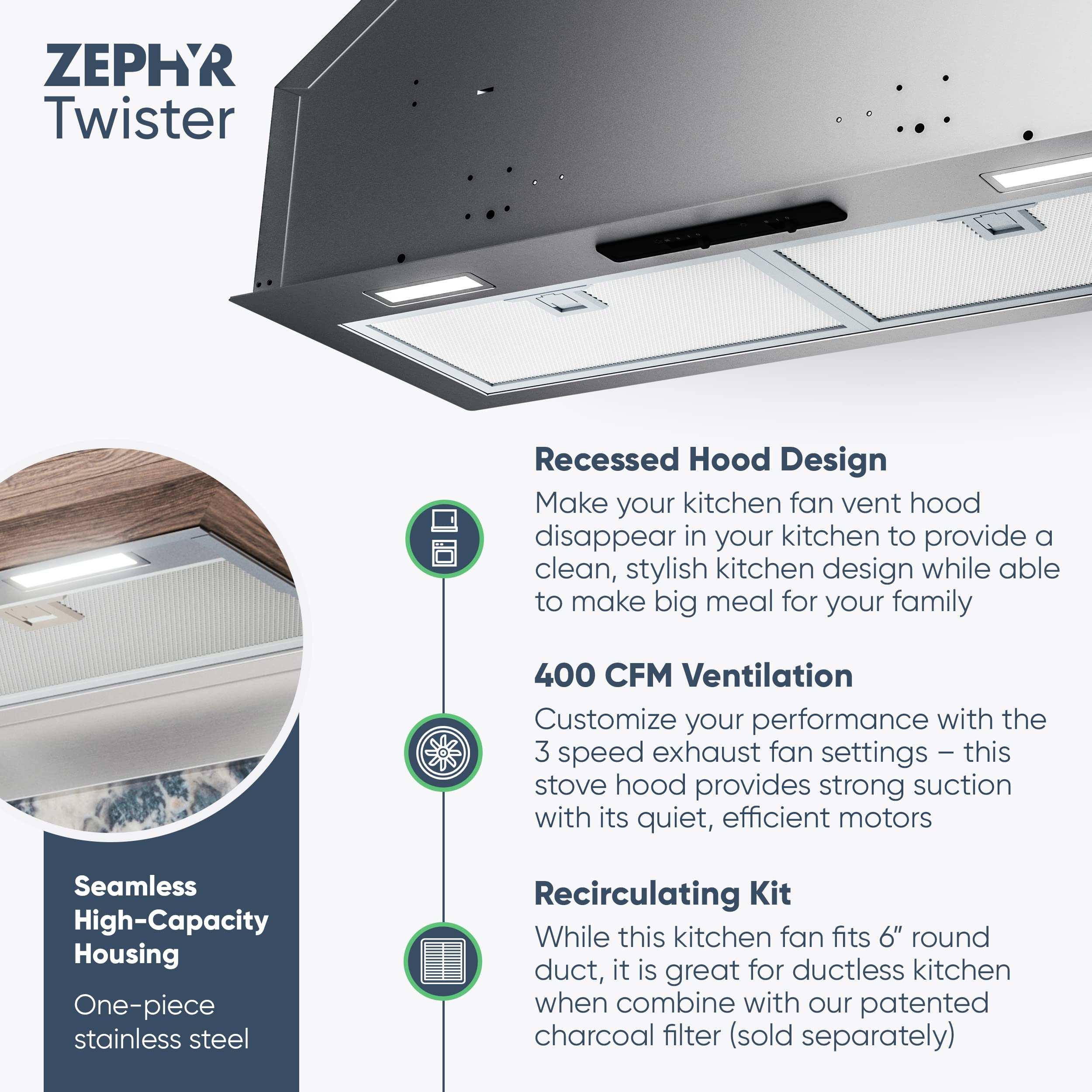 Zephyr 28 Inch Essentials Power Twister Ducted/Ductless