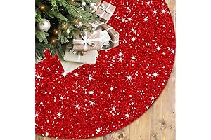Red Tree Skirt 46 Inches: Velvet Christmas Tree Skirt for 6FT to...