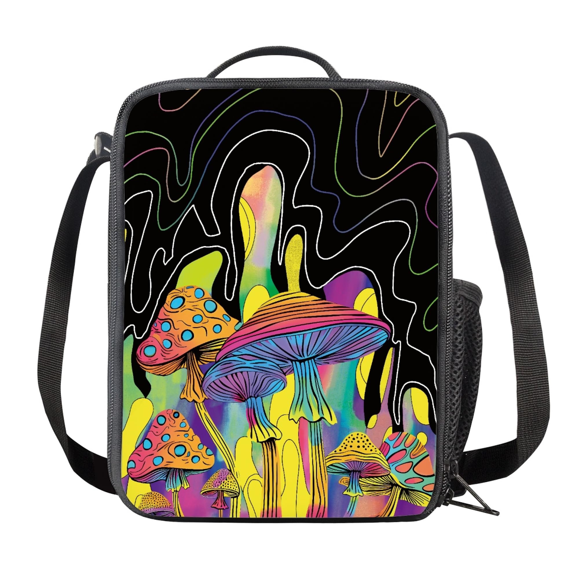 Bolsa de almuerzo aislada Amzbeauty para niños con estampado térmico de hongos arcoíris