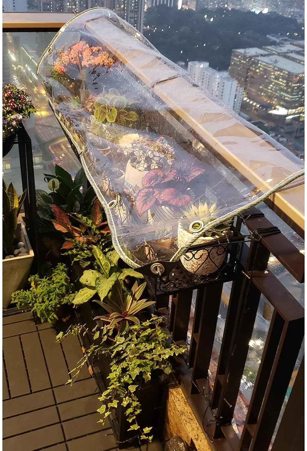 Heavy-Duty Transparent Waterproof Tarpaulin, Outdoor Transparent PVC Tarp Rain Curtain, Balcony Terrace Garden Pergola Protective Tarpaulin with Eyelets, Customizable,Transparent-2.1×2.5m/6.9×8.2ft