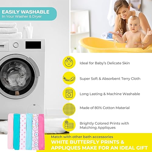 Miniatura 7 de Spasilk Baby - Juego de toallas con capucha y paños de baño para niñas y niños recién nacidos (23 unidades) Azul,León gris,Puntos