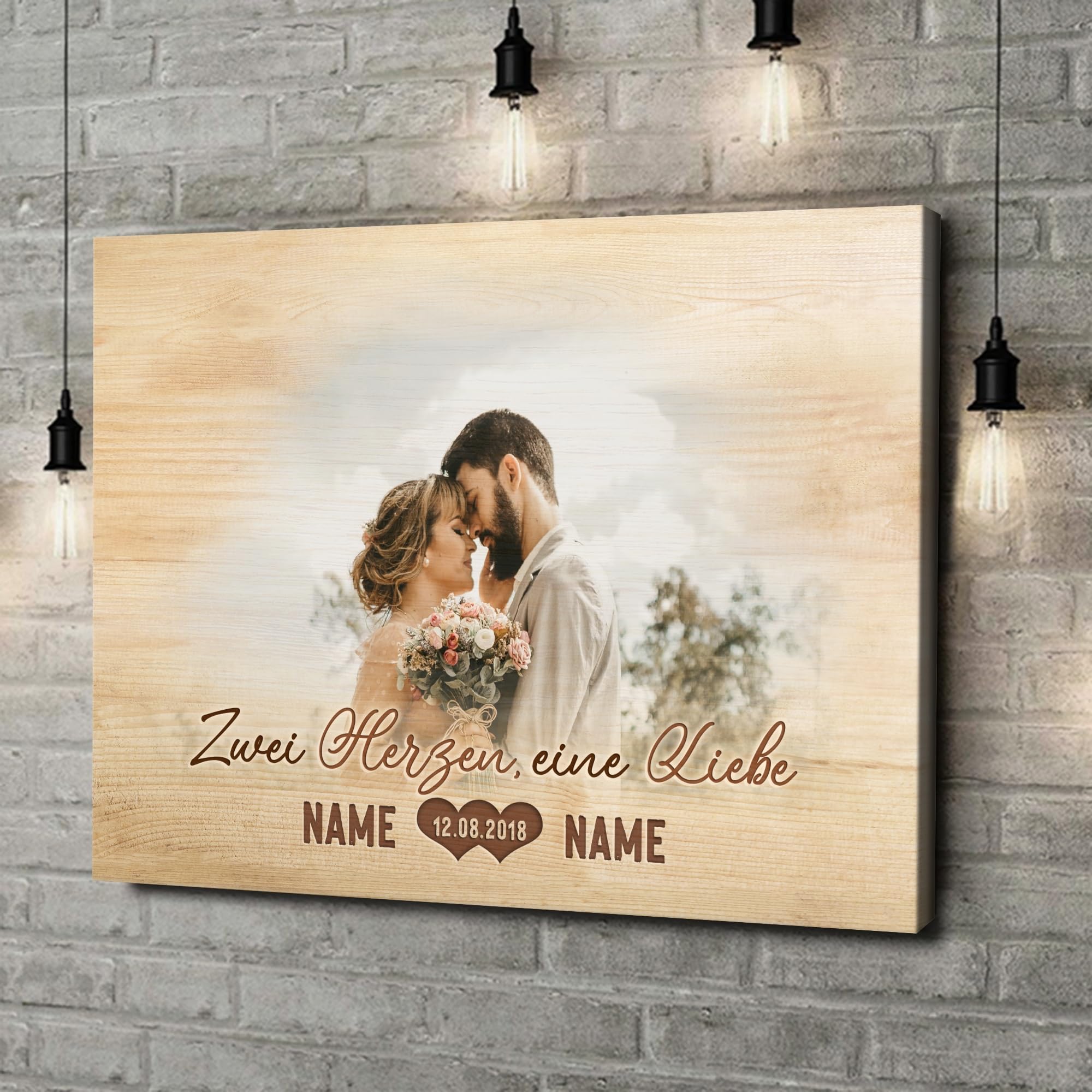 Liebesleinwand Leinwandbild mit Foto personalisiert Herzensangelegenheit | Leinwand gestalten mit Namen und Datum Geschenk für Partner