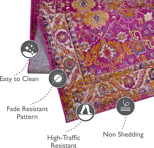 Miniatura 7 de Leick Home 594952 Cusp - Alfombra rectangular para interiores y exteriores, color gris con patrón marroquí azul, 4 x 6 pies