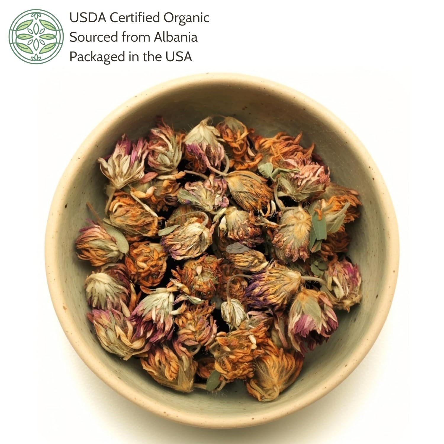 Organic Red Clover Blossoms 2 oz. (57g), USDA Certified Organic Red Clover Blossom Tea, Whole - Image 2