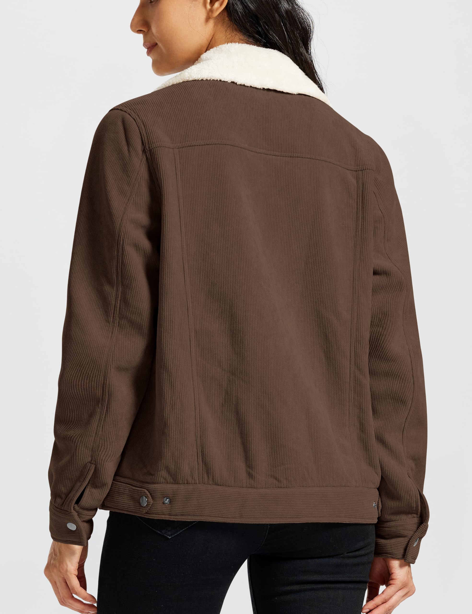 MoFiz Veste Polaire Femme Doublée en sherpa Blouson Hiver Chaud Vestes en Velours Côtelé à Boutons élégant décontracté et Poches