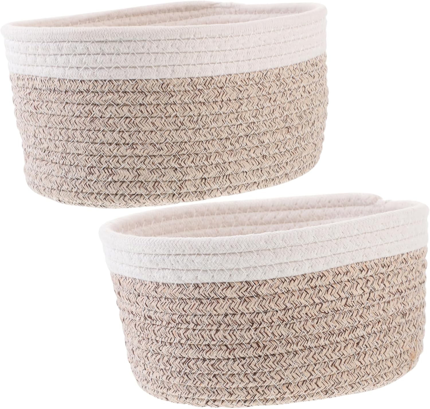Cabilock Pack of 2 Braided Storage Baskets Trays Boho Storage