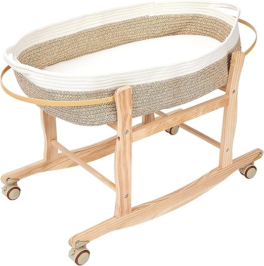 Pinkunn Moses Basket Stand Rocking Moses Basket Rocker Stand Adjustable