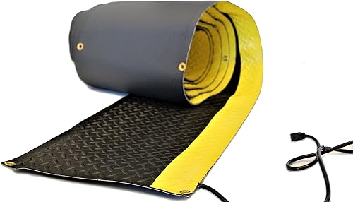 RHS - Alfombra térmica antideslizante, diseño en forma de diamante para tracción adicional, borde amarillo brillante, color negro, ayuda a evitar