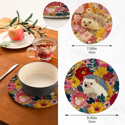 Miniatura 350 de Trivets for Hot Dishes Pots and Pans 2 PC Pot Holders Heat Resistant Cotton Round Potholders for Kitchen Countertop Decorative Autumn Maple Leaves