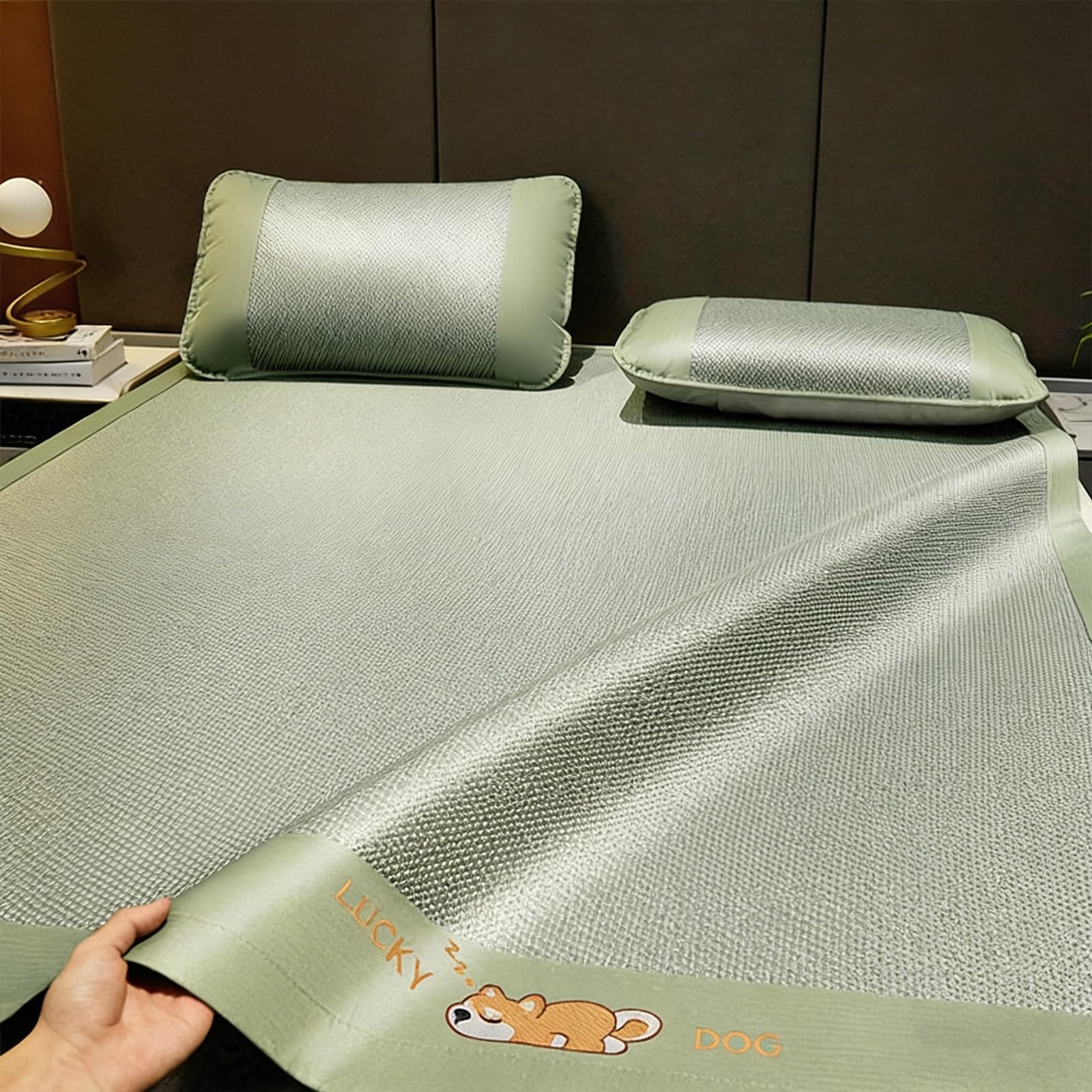 UZAMIRLEX Bamboo Cooling Mattress, Foldable Cooling Bed Mat Set, Ice Silk Breathable, 2-Pack, Multicolor, Multiple Sizes(Green2,120 * 200cm/47.2 * 78.7in)
