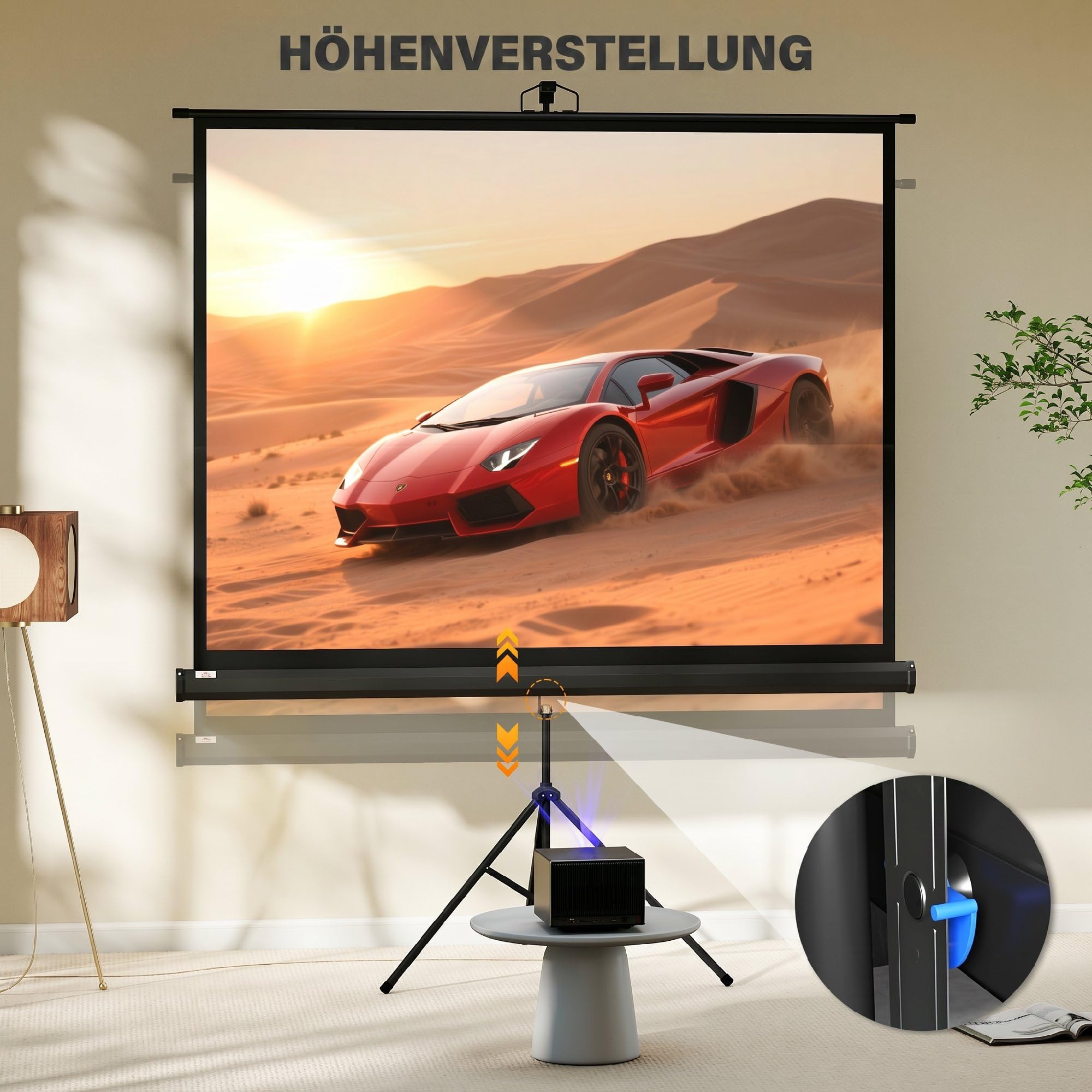HOMCOM Schermo per proiettore con treppiede, 84 pollici, 4:3, portatile, nero | Tela per proiettore, treppiede pieghevole, per home theater, campeggio