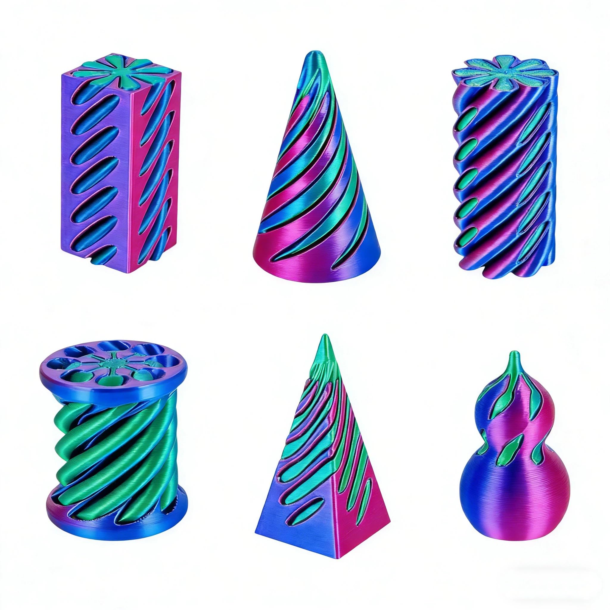 6 PCS 3D Printed Fidget Toy, Impossible Cone Spiral Cone Fidget Toy, 3D Printed Spiral Fidgets Toys Stress Relief Fidgets Toys Set to Relief Anxiety and Enhance Focus (F) — image 1