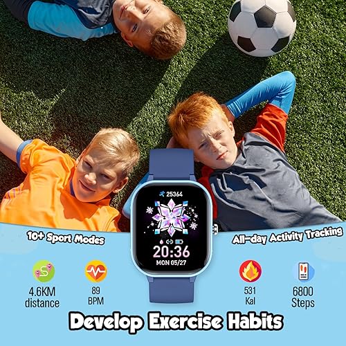 Miniatura 4 de ZURURU Reloj inteligente para niños y niñas, adolescentes, idea de regalo para niños de 6 a 14 años, monitor de sueño, contador de pasos, podómetro,