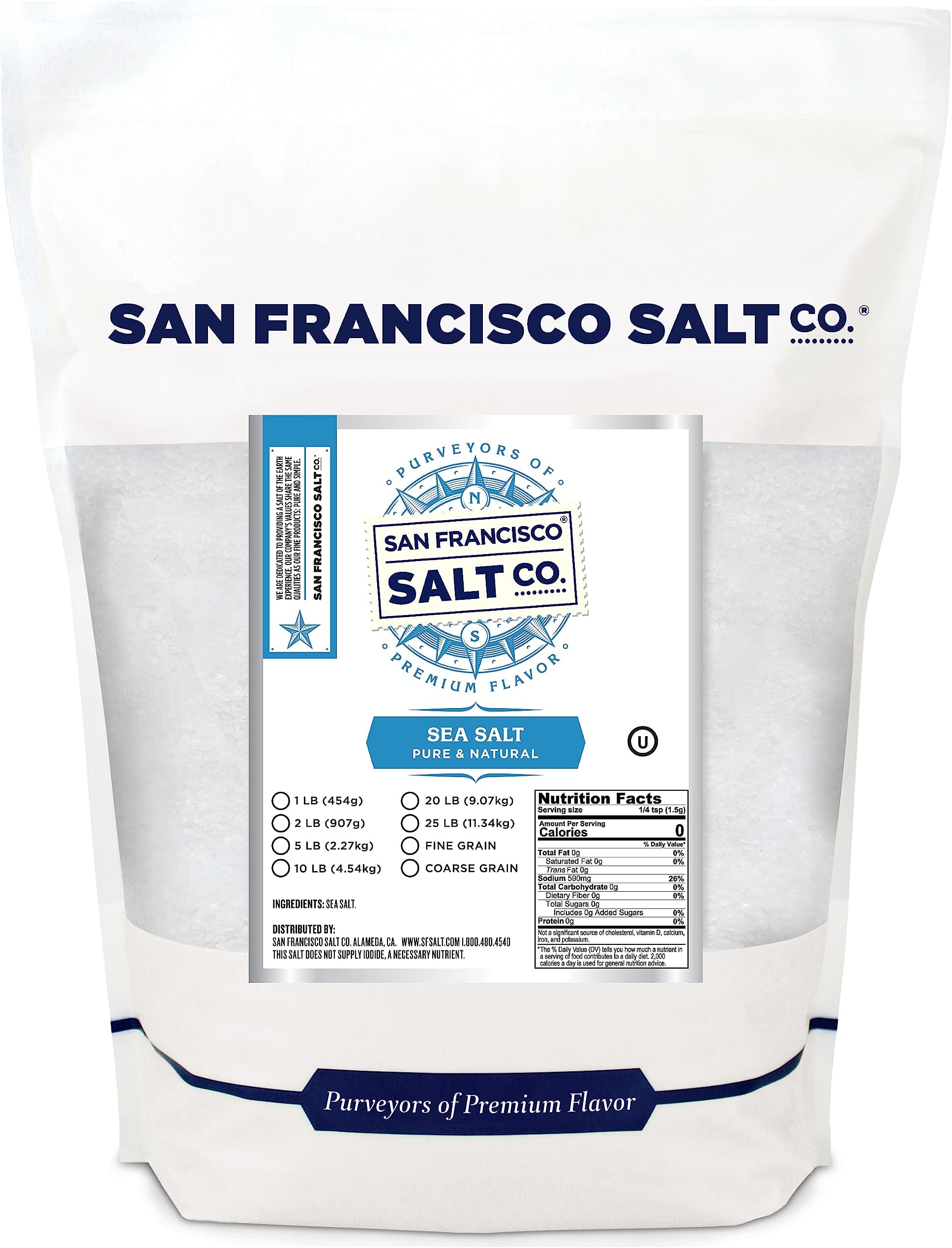 Gourmet Sea Salt - 5 lbs. Bulk Medium Coarse Grain by San Francisco Salt Company