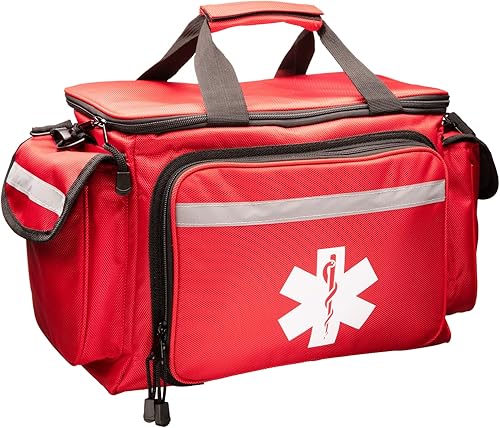 NOVAMEDIC Bolsa médica profesional de primeros auxilios para trauma, color rojo, 15 x 10 x 9 pulgadas, multicompartimento para primeros auxilios