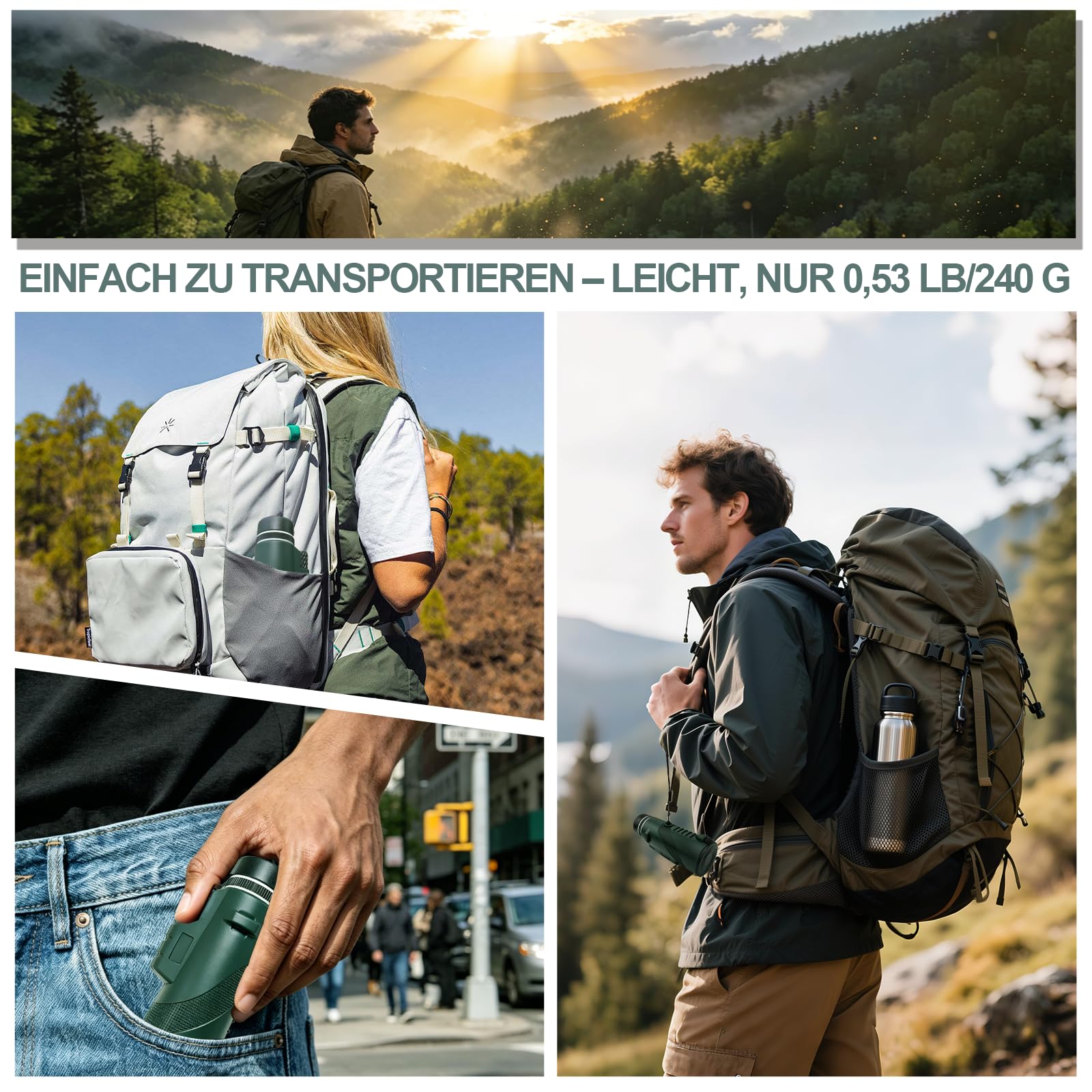 BIBIRE 40x60 Monokular-Fernrohr für Erwachsene, hochvergrößernd