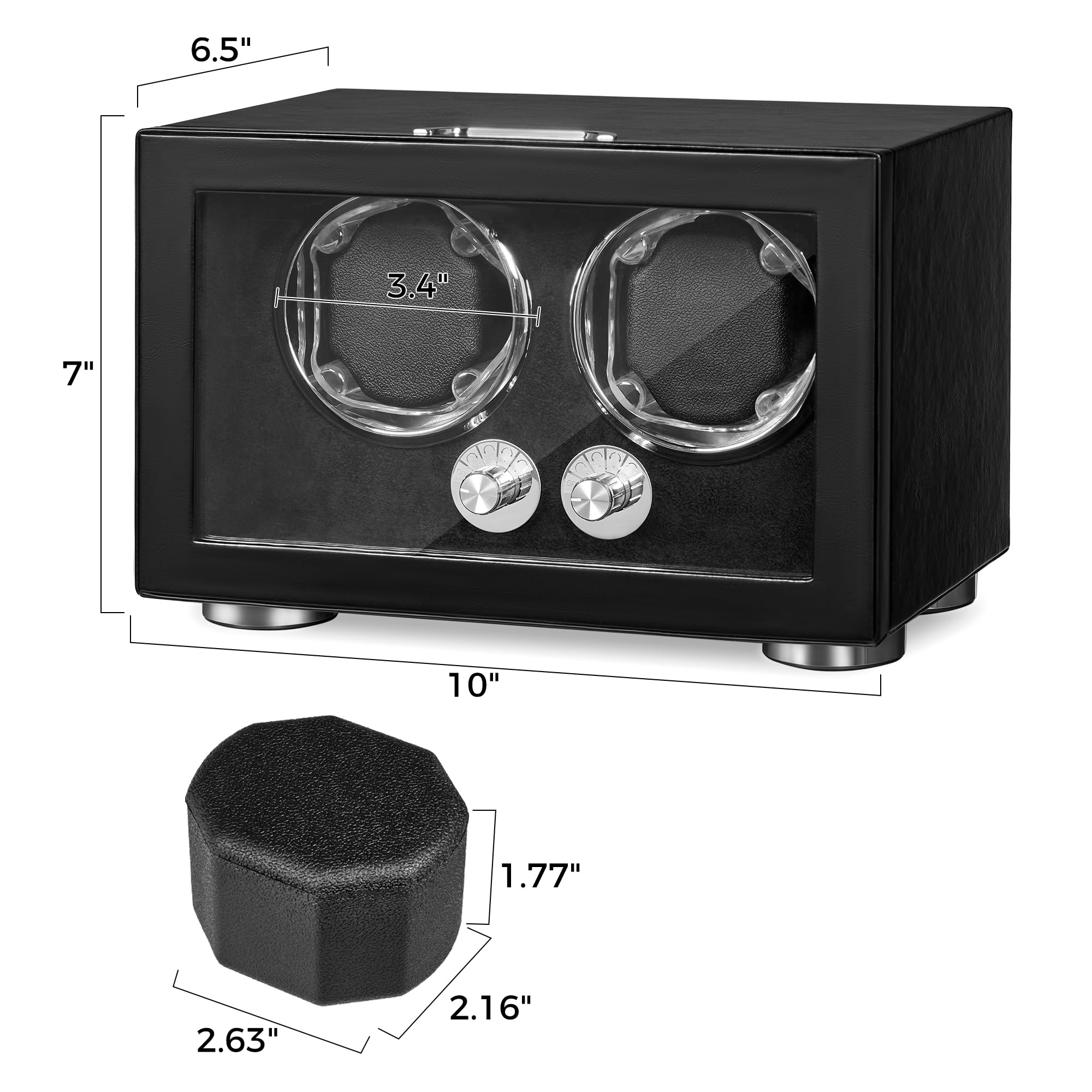 ANWBROAD Enrollador de relojes automáticos, rotador doble con LED y 4 modos, motor Mabuchi super silencioso, adaptador UJWW004B.