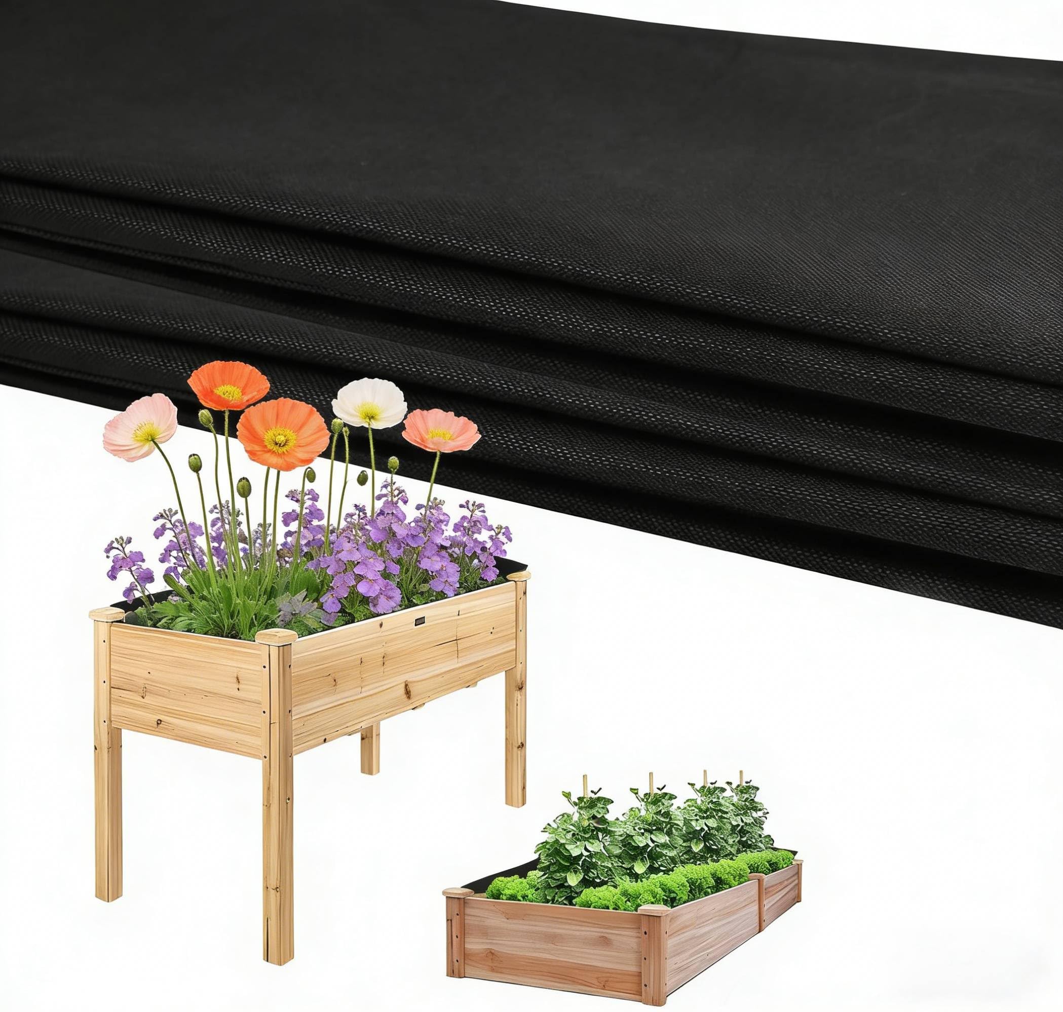 Fabric Planter Liner for Large Veg Trough,Non Woven Raised Bed Plant Liners,Heavy Duty Outdoor Raised Bed Replacement Felt Window Box Liners for Growing Vegetables, Flowers, Plants (2pcs 160x290cm)