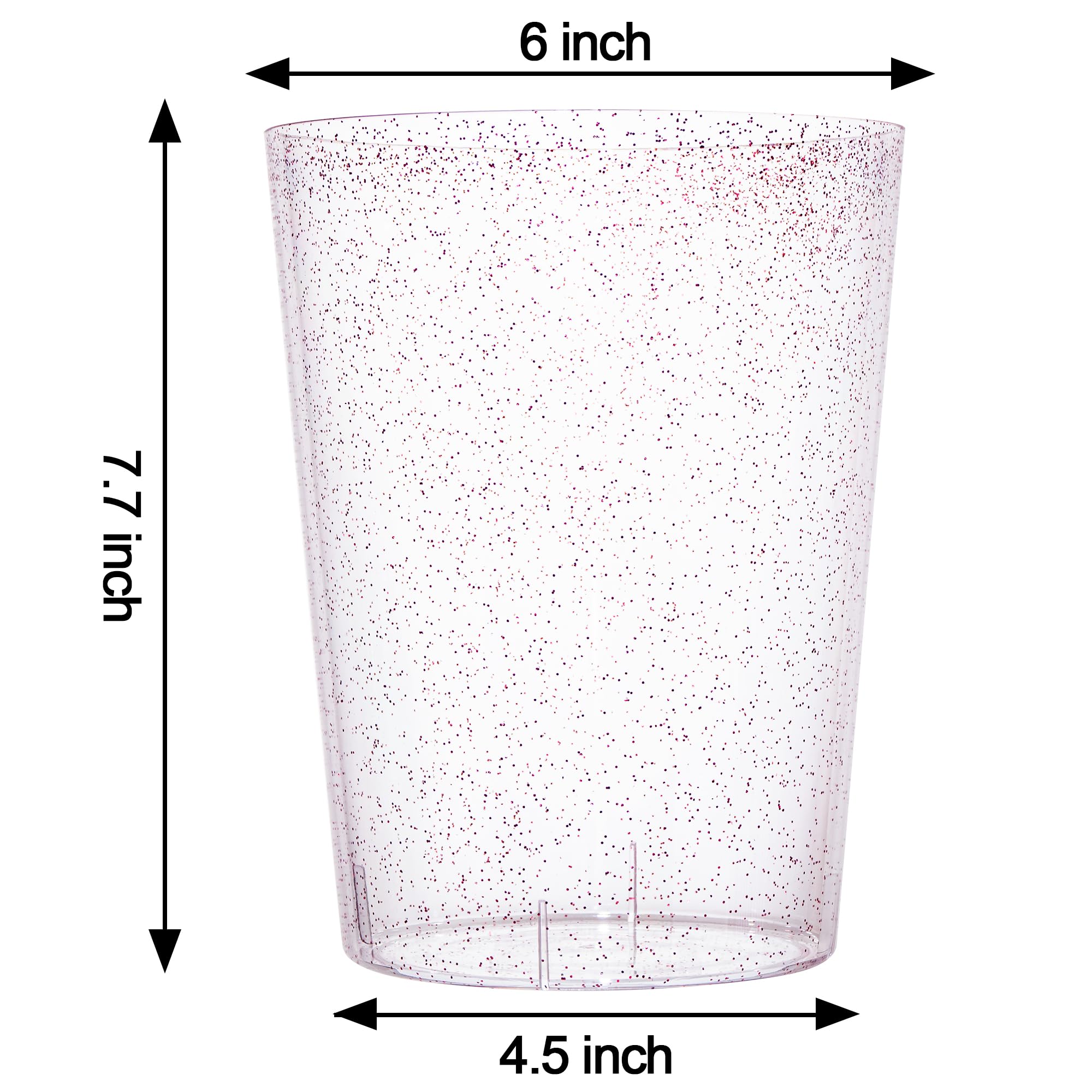 Lot de 12 seaux à glace jetables en plastique pour fêtes, or rose pailleté transparent pour mariage, bon comme un grand refroidisseur de champagne ou un refroidisseur de bouteille de vin classique