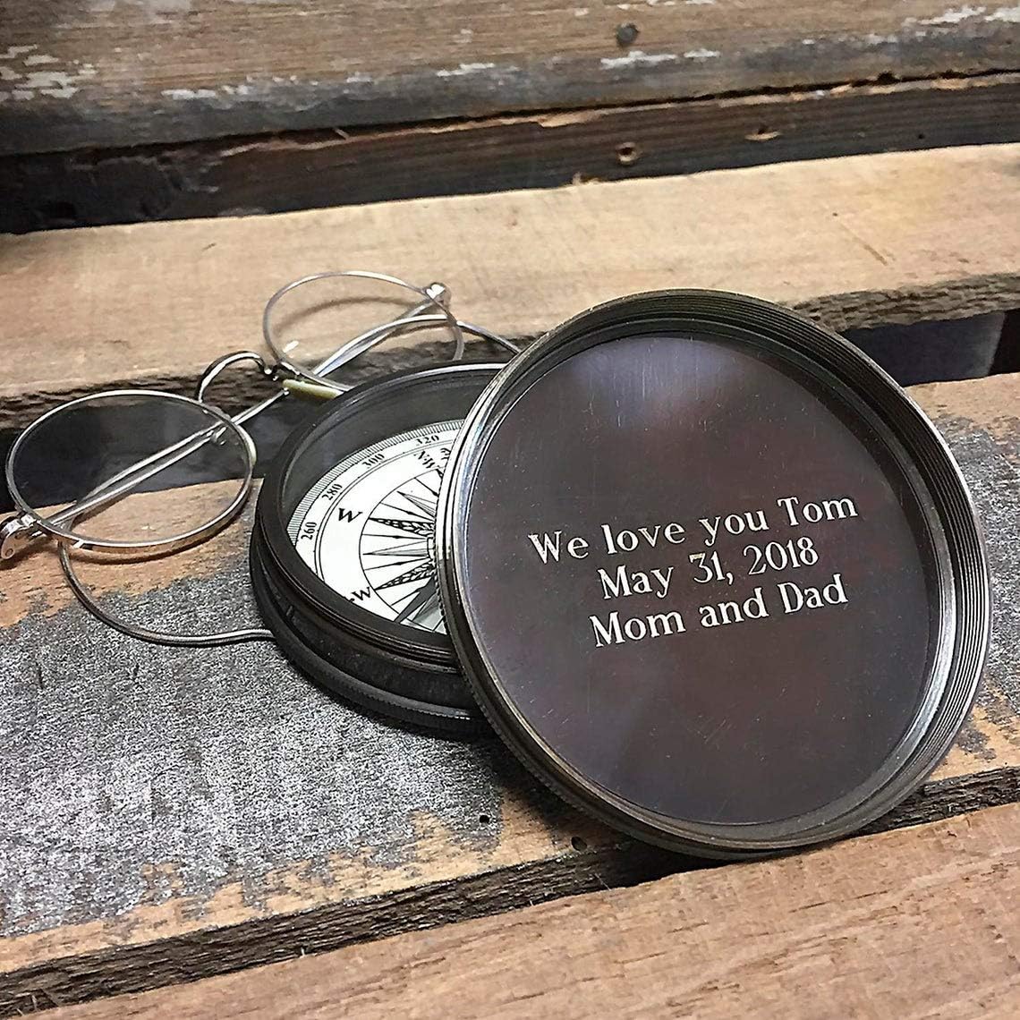 PORTHO Custom US Navy Compass – Personalized Engraved Brass Pocket Compass with Wooden Box – Meaningful Gift for US Navy Veterans, Sailors, Military Homecoming, Graduation, Retirement, Christmas