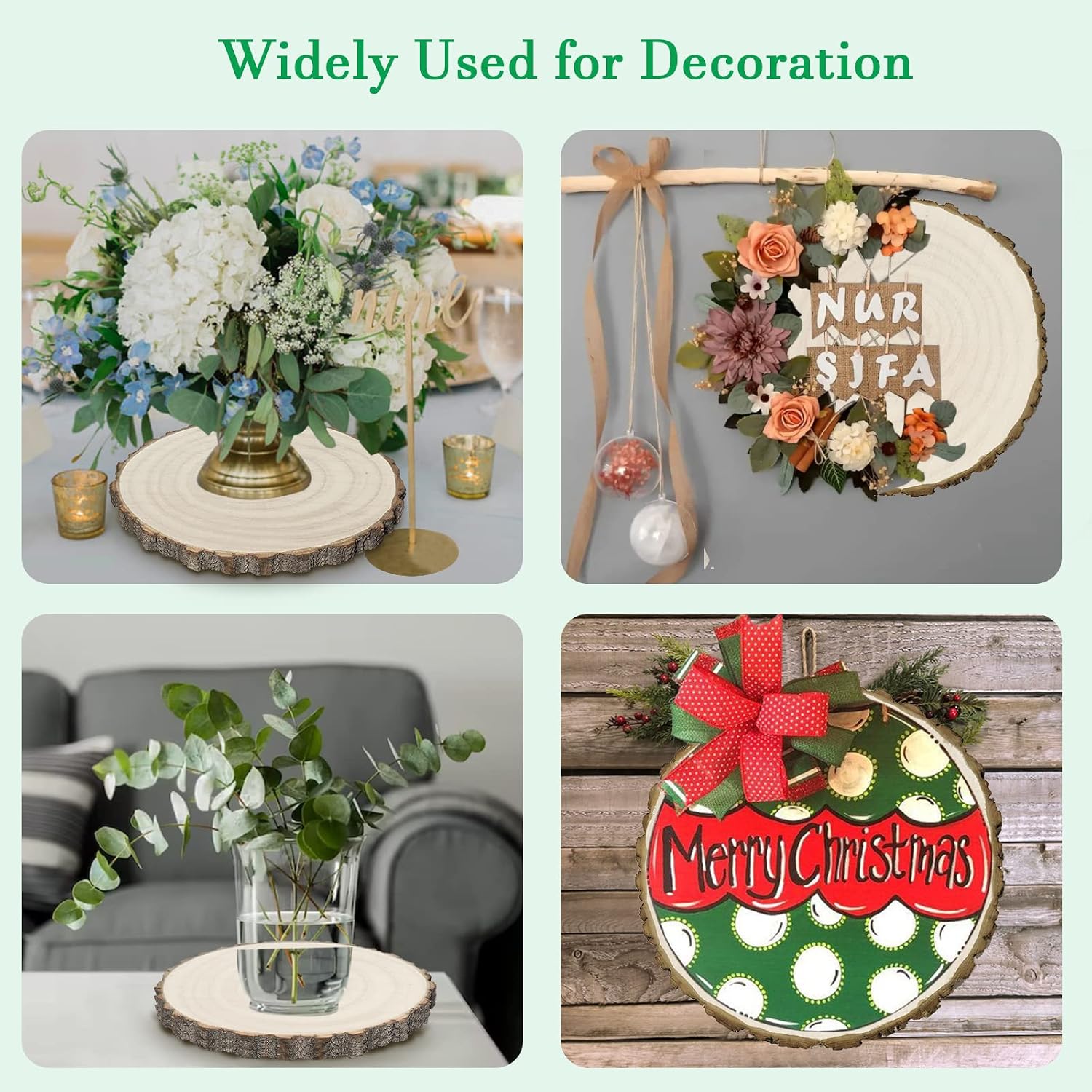 Willow Wood Slices 6 Pcs 10-12 Inch Round Wood Discs for Centerpieces/Crafts/Decor