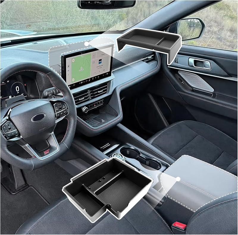 Organizador de console central e bandeja traseira da tela SXCY para Ford Explorer 2025–2027 – Kit com 2 peças
