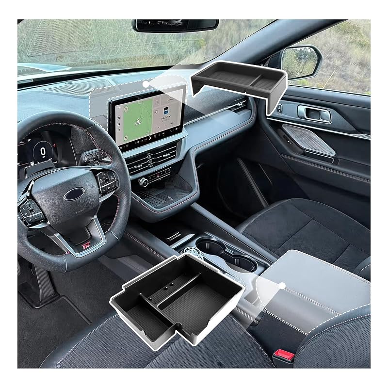 Kit organizador de console e bandeja traseira da tela para Ford Explorer 2025 a 2027 SXCY, ABS preto, 2 peças