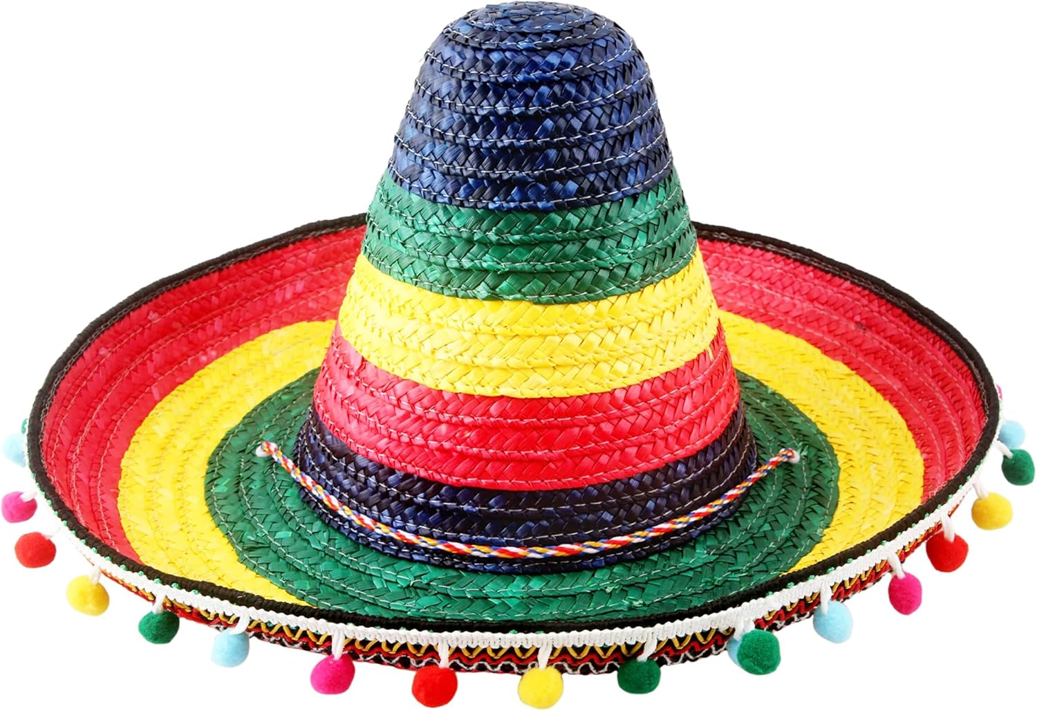 Mexican Sombrero Hat Giant Straw Farbic Sombrero Hat Cinco de Mayo Fiesta Headband with Serape Trim for Mexican Supplies