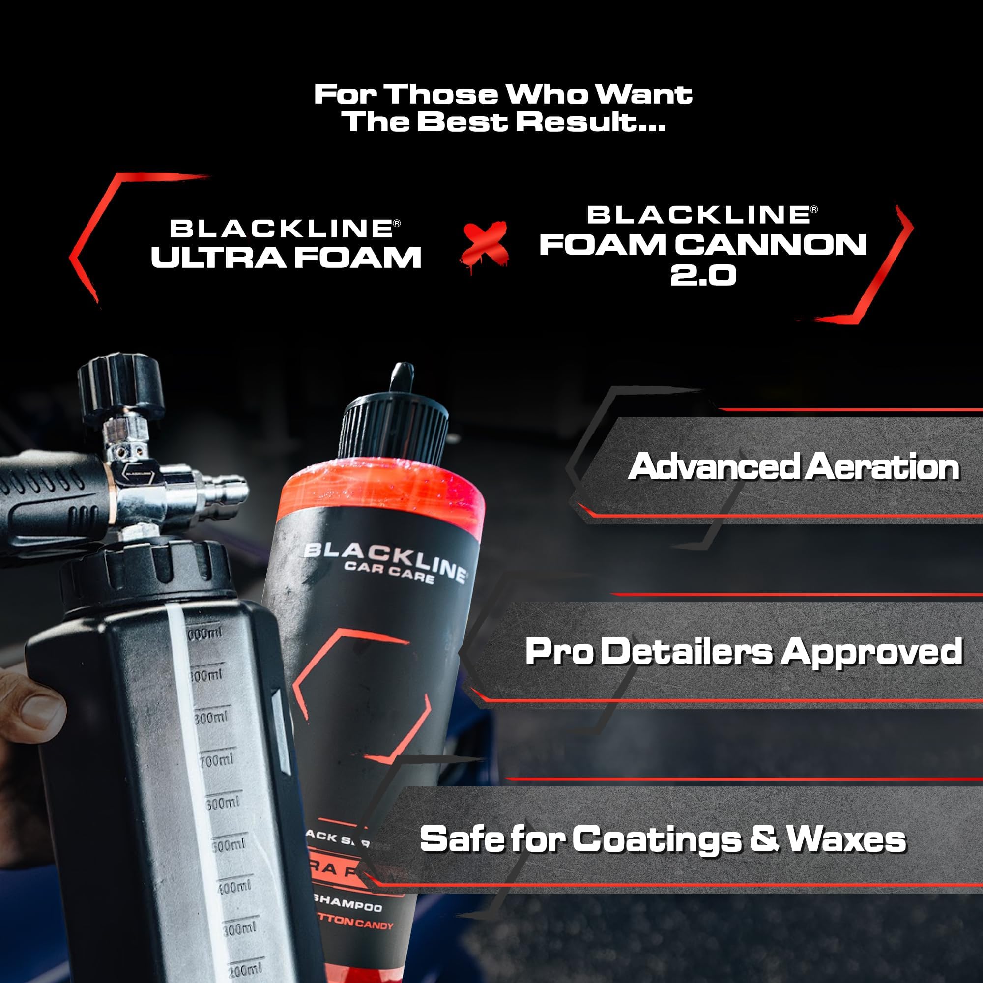 Blackline Automotive Extreme Foaming Car Shampoo - Extreme Ultra Foam Perfect for Ceramic Coatings - Compatible with Foam Cannon for Pressure Washer (16o Fl Oz, Cotton Candy)