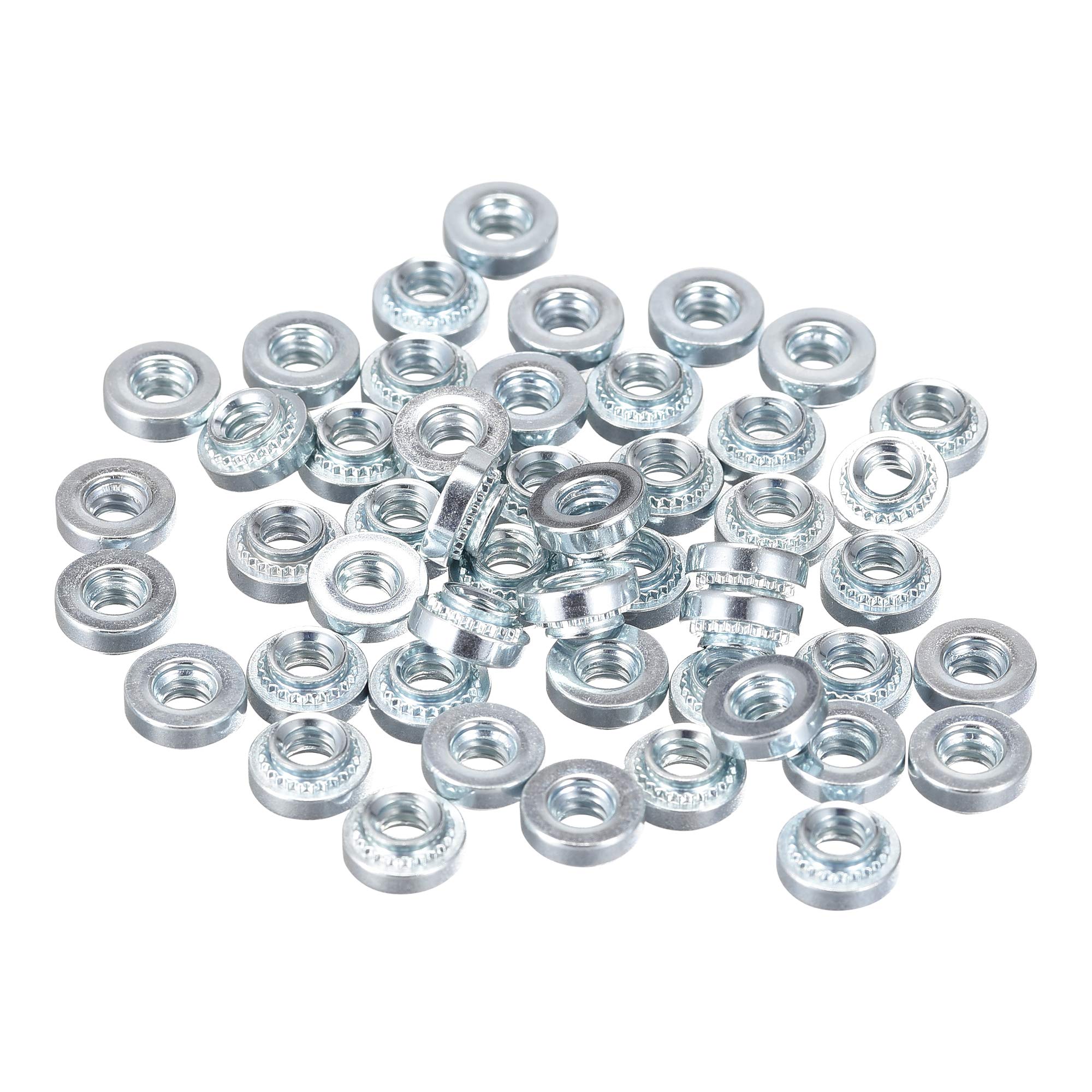 uxcell Self -Clinching Nuts,#6-32 x 0.1-Inch Carbon Steel with Zinc Plating Rivet Nut Round Head Steel Metal Sheet Mounting Hardware Fastener 50pcs-image-28