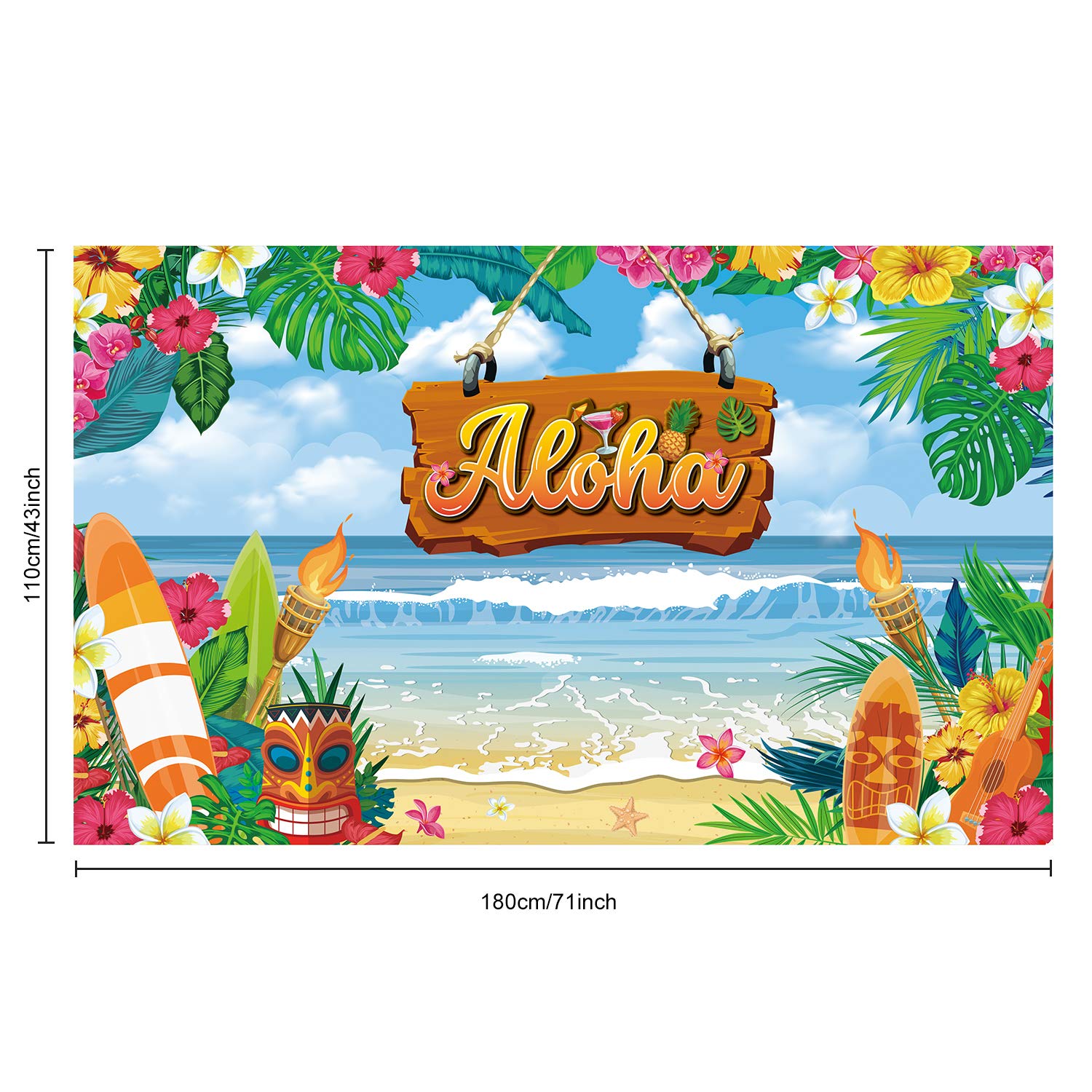 Aloha-Party-Hintergrund – 3x2,5 M, Vinyl, Mit Palmen & Ananas, Für Hawaii-Partys, Geburtstage, Fotohintergrund
