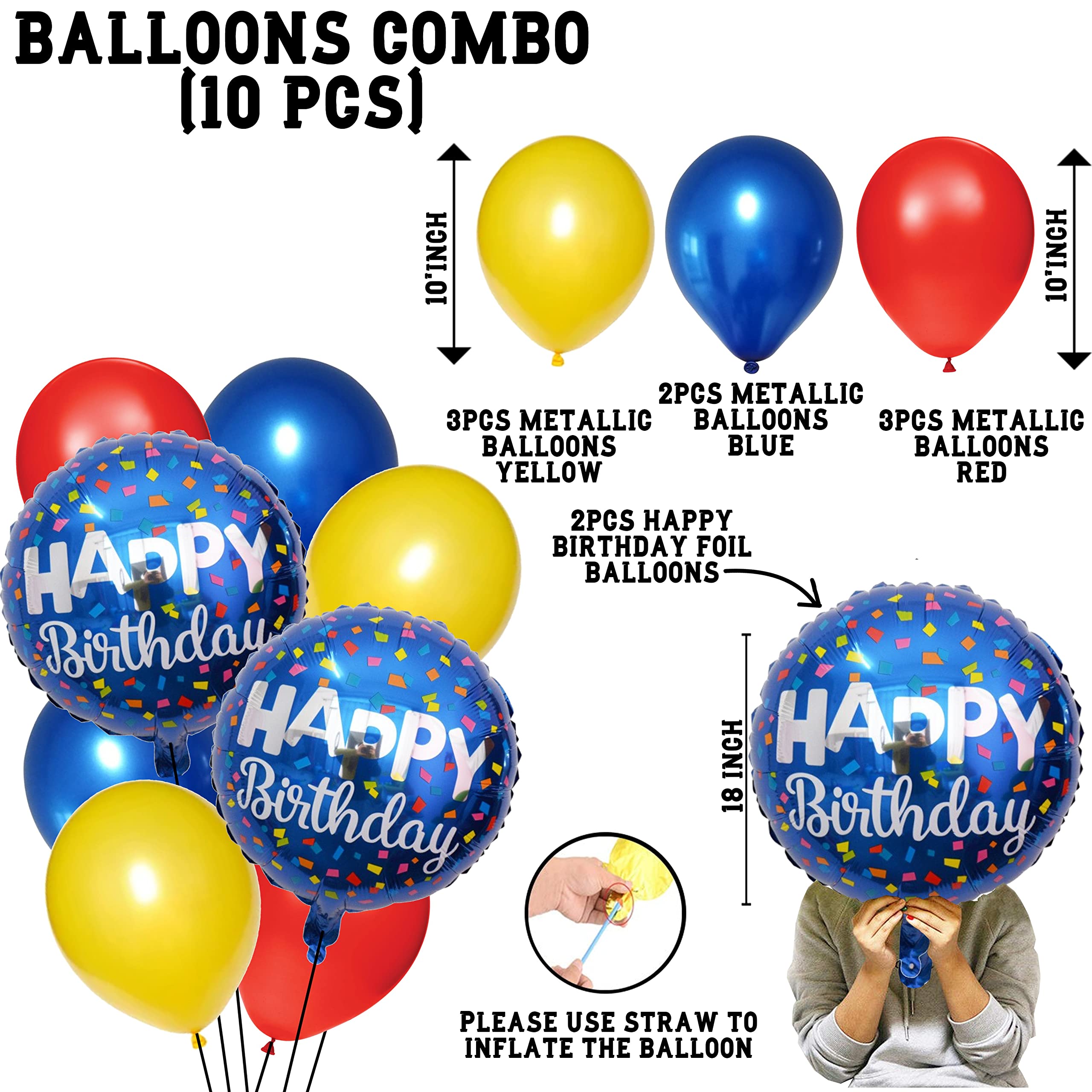 Amazon | TOYXE Happy Birthday バルーンブーケ レッド イエロー