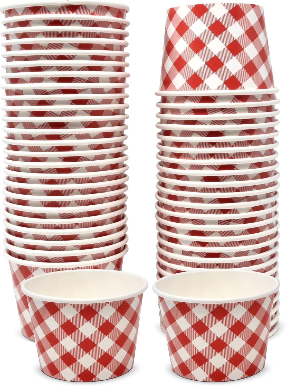 48 Count Red Gingham Ice Cream Treat Snack Cups 10 Oz