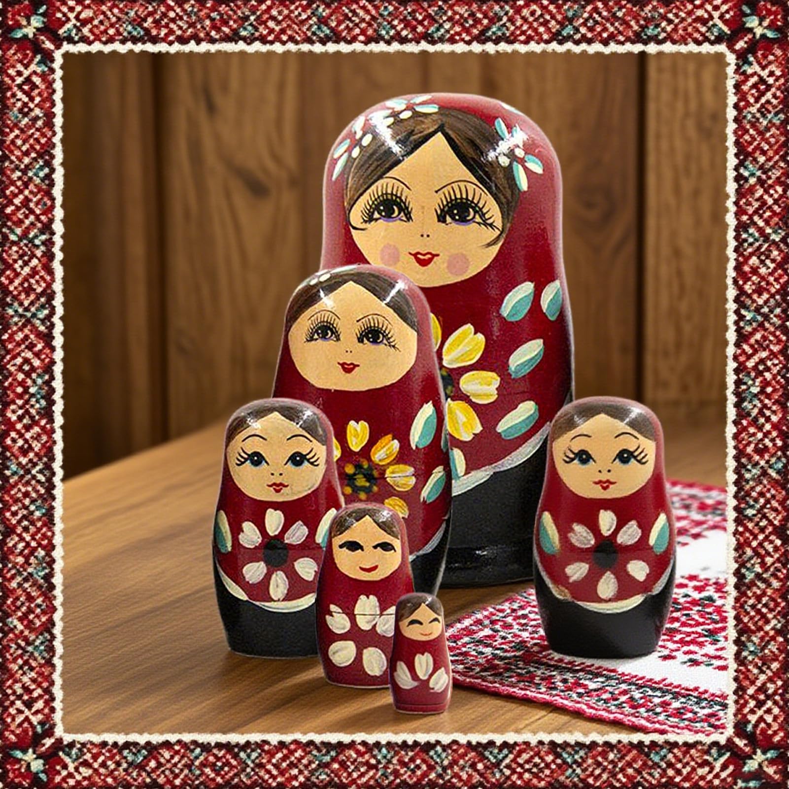Manolyee Poupées Russes Gigognes | Figurines de Table de Poupées Russes Artisanales - Modèle en Bois Peint à la Main pour Décoration de Foyer Salon Entrée Chambre Enfant