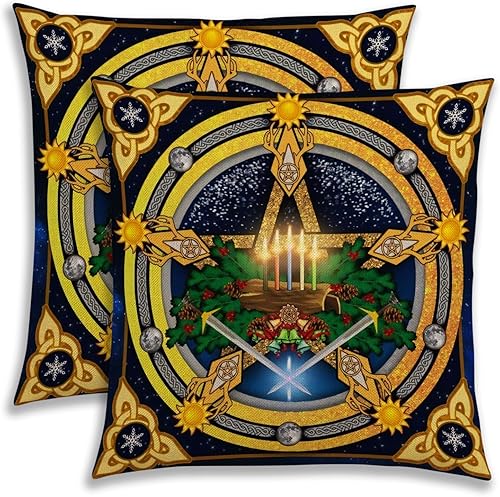 Nepnuser Yule - Juego de 2 fundas de almohada de 18 x 18 pulgadas, decoración pagana de Navidad, solsticio de invierno, vacaciones, para cama, sofá disponible en Yaxa Peru