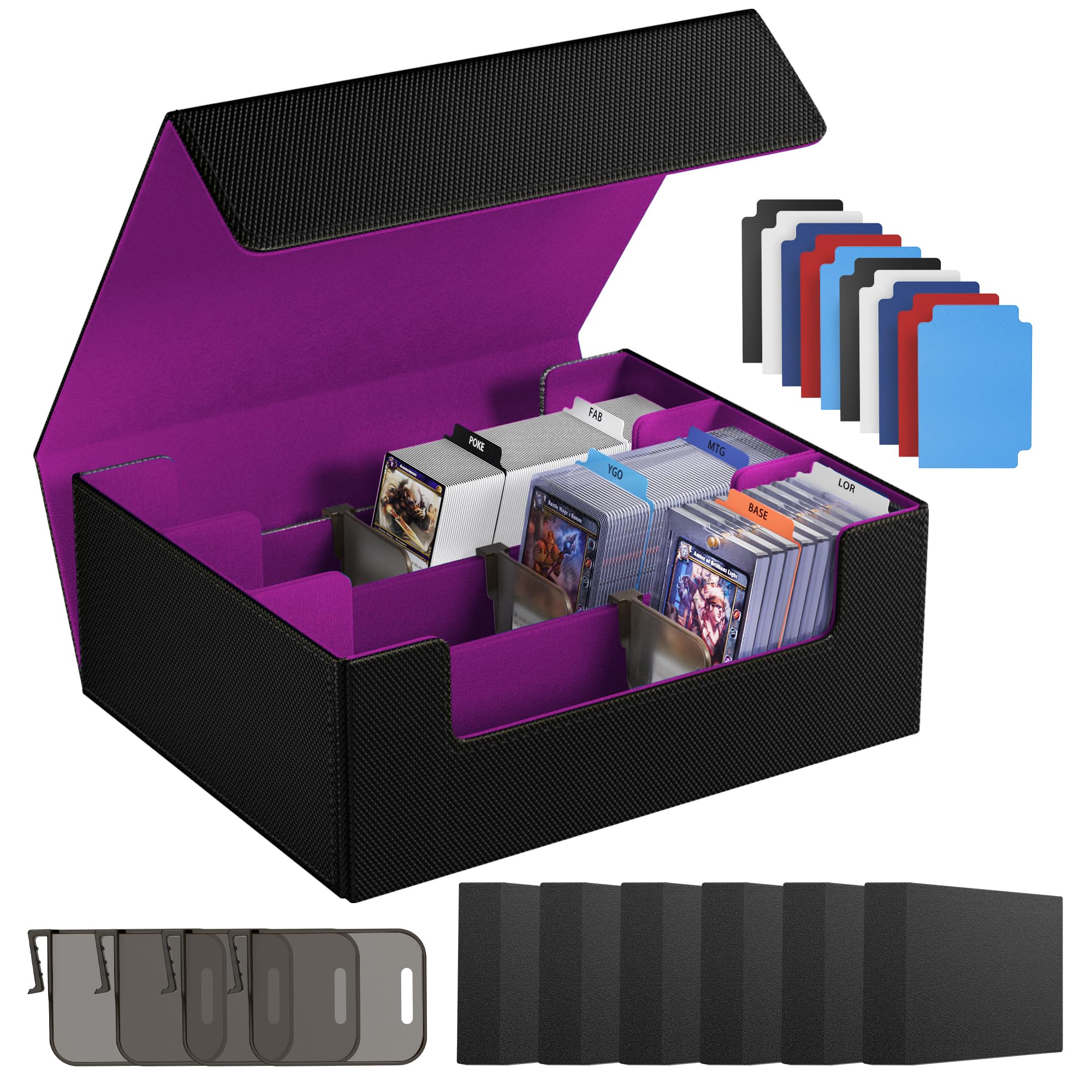 Co-opting Card Storage Box For Trading Cards 1800+,Card Deck Box With 10 Dividers,6 Foam Stoppers,4 Supporters,Commander Deck Case Fit For Toploaders,MTG,YuGiOh,TCG and Magic Cards