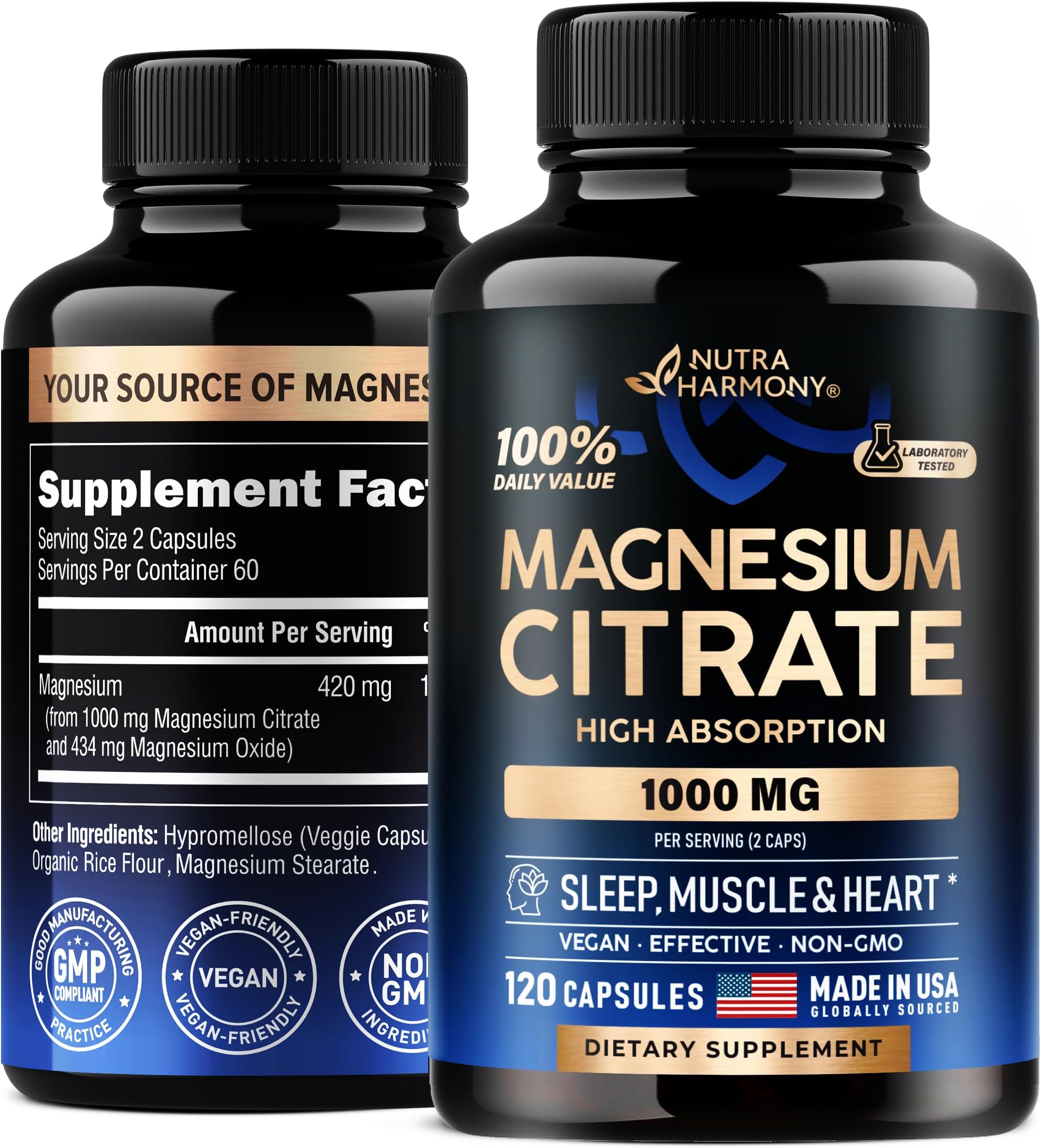 Magnesium Citrate 400mg Per Serving, 300 Veggie Capsules