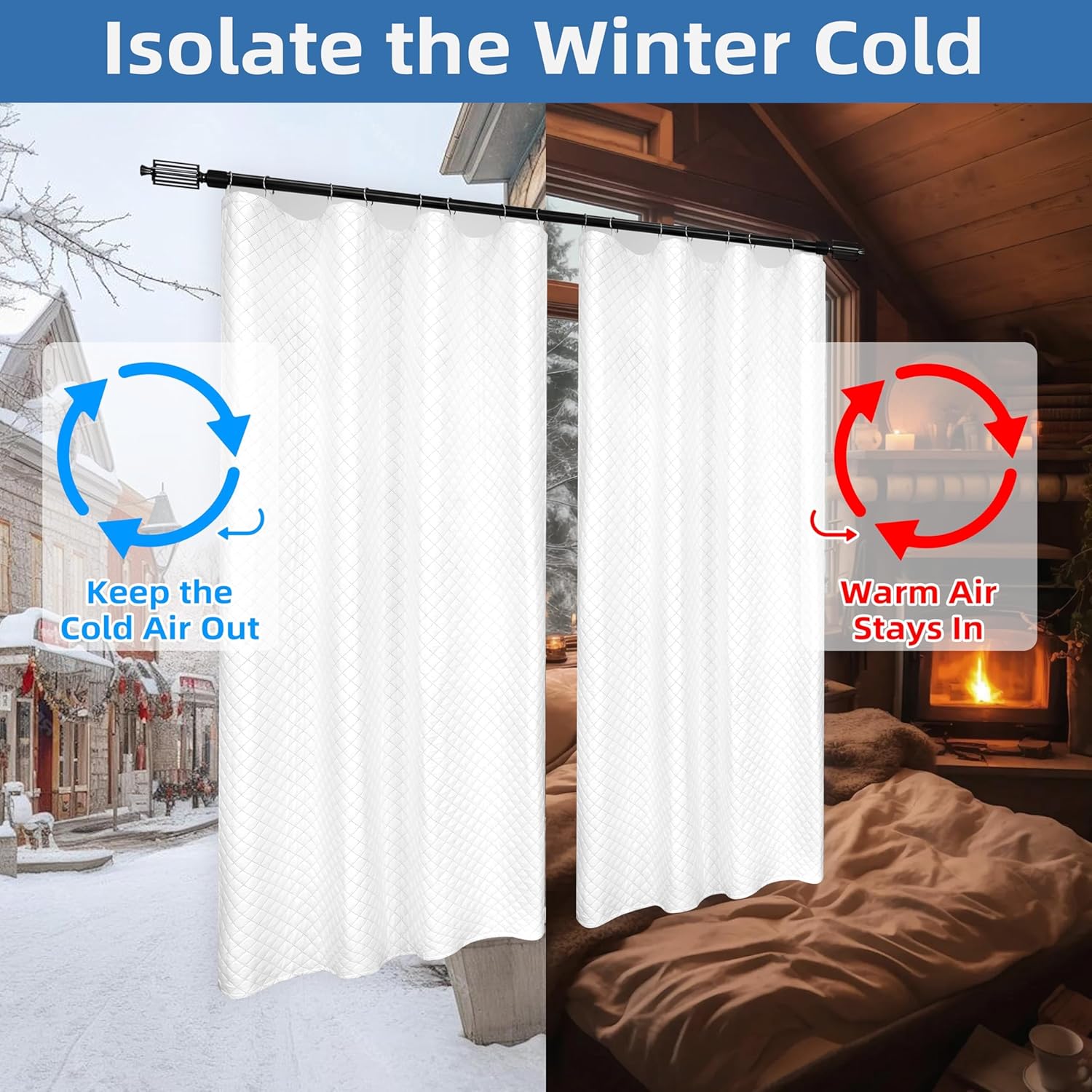 DriftAway Soundproof Thermal Insulated Quilted Curtain Liners for Bedroom Sound Barrier Blackout Cold Heat Noise Reducing Energy Saving 50 Inches by 58 Inches Grayish White One Panel