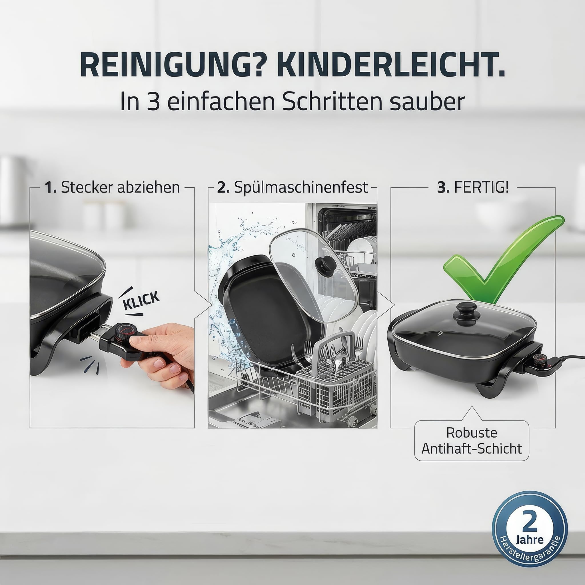 Elektrische Pfanne - 40 cm - Dickwandiges Aluminium-Gussgehäuse