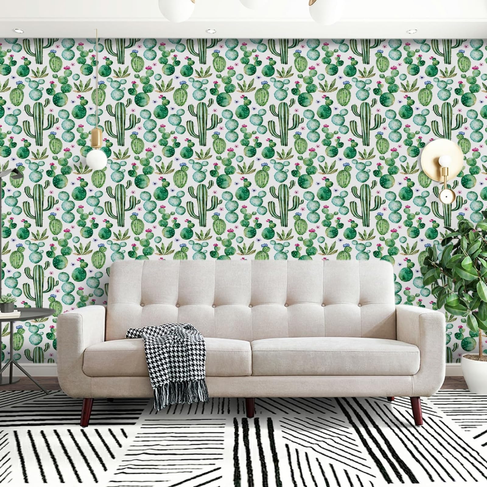 Wallpaper Green Plants Peel and Stick Self Adhesive Wallpaper for Living Room Waterproof Vinyl, Art Deco Thicken Sticky Back Plastic Removable