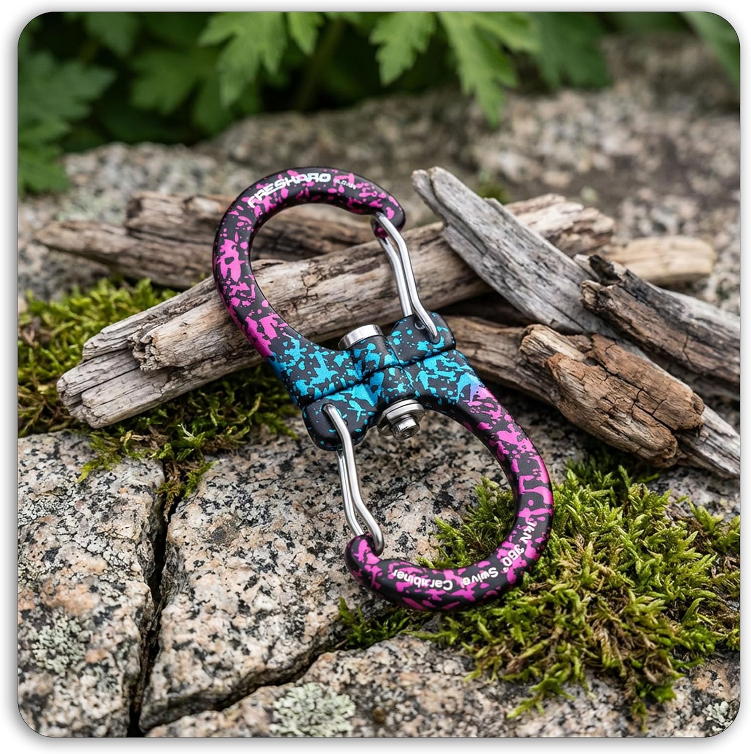 FresKaro 1kN Double-Ended Wiregate Carabiner Clip, Patented Design, Reversible 360 Spin, Lightweight Utility Hook for Hiking, Camping, Fishing, Birdfeeders, Keychain, Not for Climbing