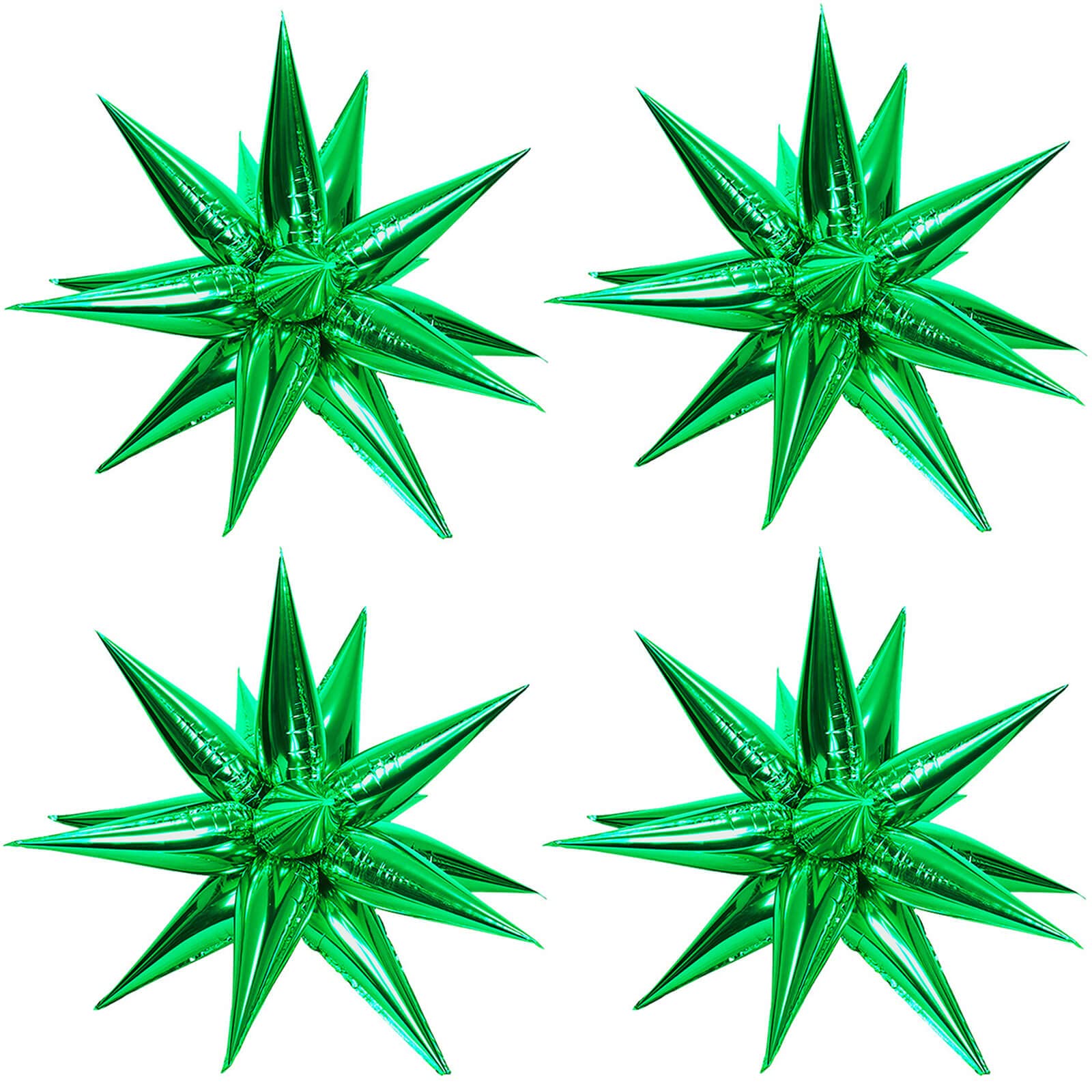 50 Pcs Green Foil Cone Star Balloons - 26 Inch Fruit Green Explosion Mylar Balloons - 12 Point 3D Starburst for Party Supplies, Christmas, Birthday,