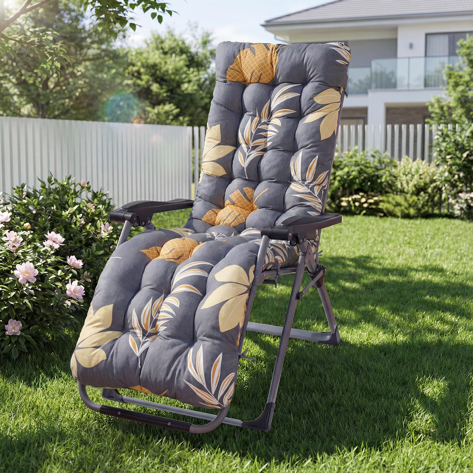 Sun Lounger Cushion Outdoor: High Back Replacement Soft Non Slip Seat Pads 170x53cm for Indoor Recliner Chair Patio Garden Porch Furniture Beach (Hawaii) — view 9