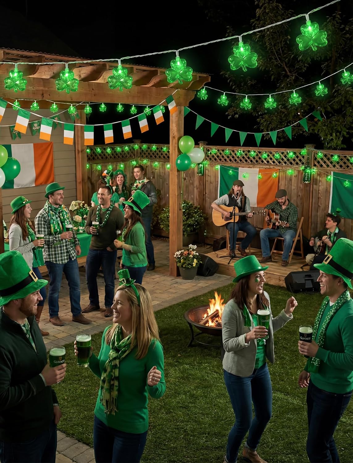 Shamrock String Lights, 8.5Ft St Patrick's Day Decorations with 10 3D Green Clover Lights, Plug in Clover Fairy String Lights for Party Bar Garden Bedroom Party Irish Holiday Decor - Image 5