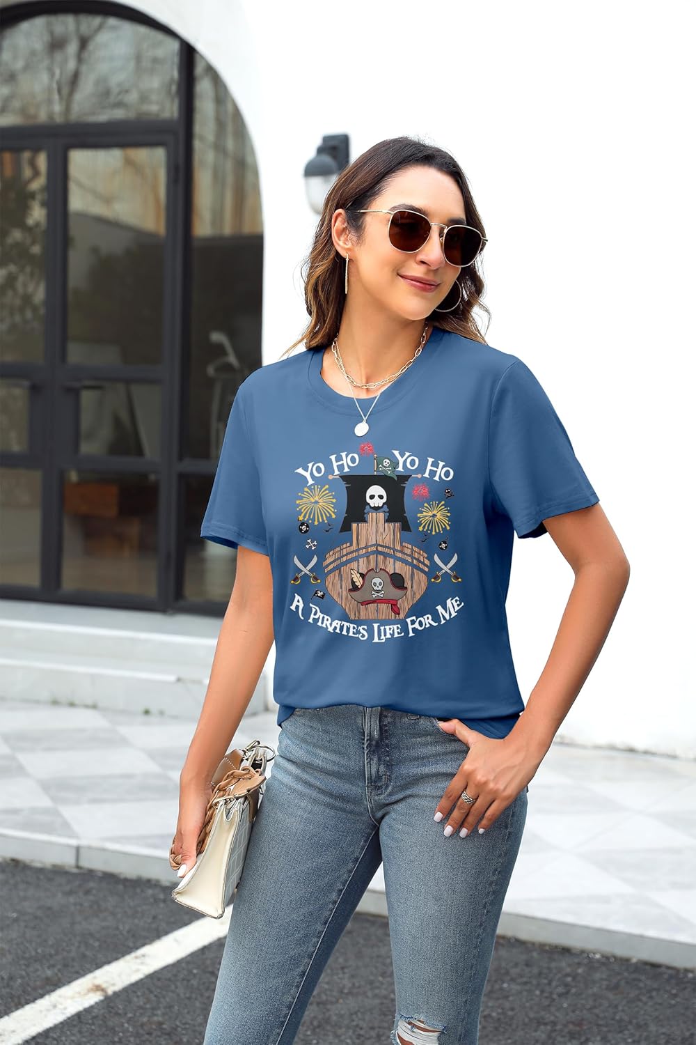 MNLYBABY Women Pirate Shirts Yo Ho Yo Ho A Pirate Life for Me Shirt Kingdom Castle Tee Family Vacation Short Sleeve Top - Image 2