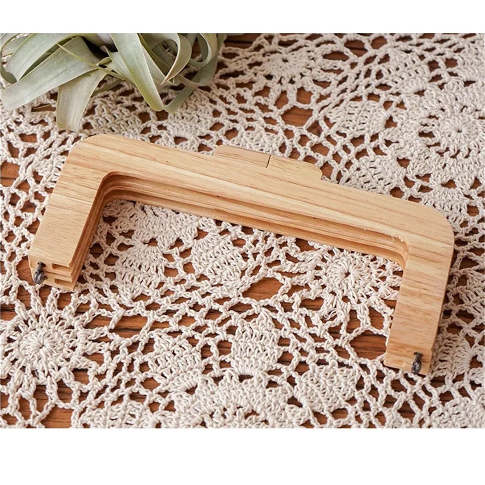 MRKU Asa de Madera para Bolso, Accesorios para Bolsos, Manualidades, Bricolaje, 1 par, 20 cm, Cierre de Beso de Madera, Tornillos Hechos a Mano, Agujeros, Costura, Marco de Bolso