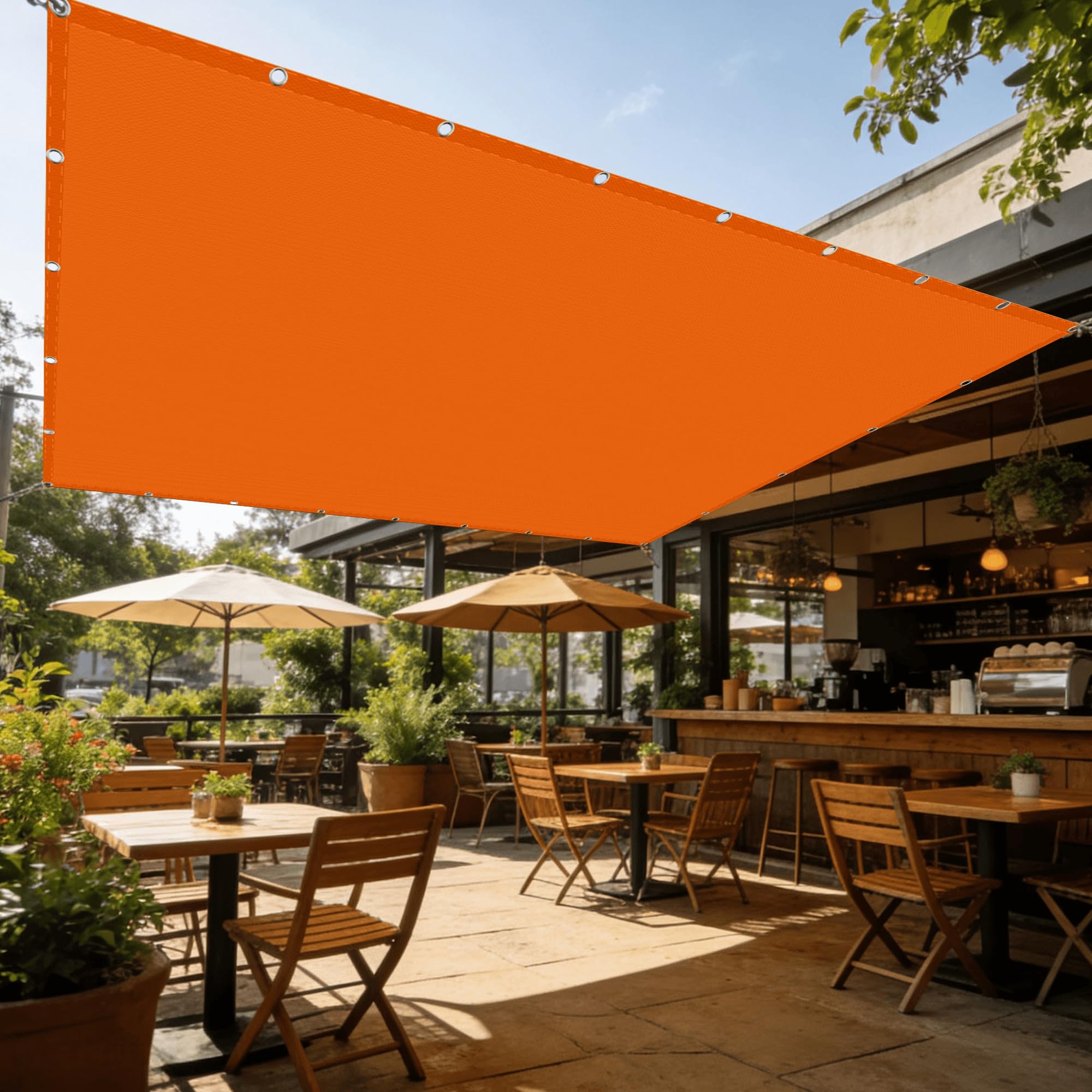 Voile d'ombrage store de patio 50x400 cm pour éliminer l'éblouissement sur balcon et terrasse orange
