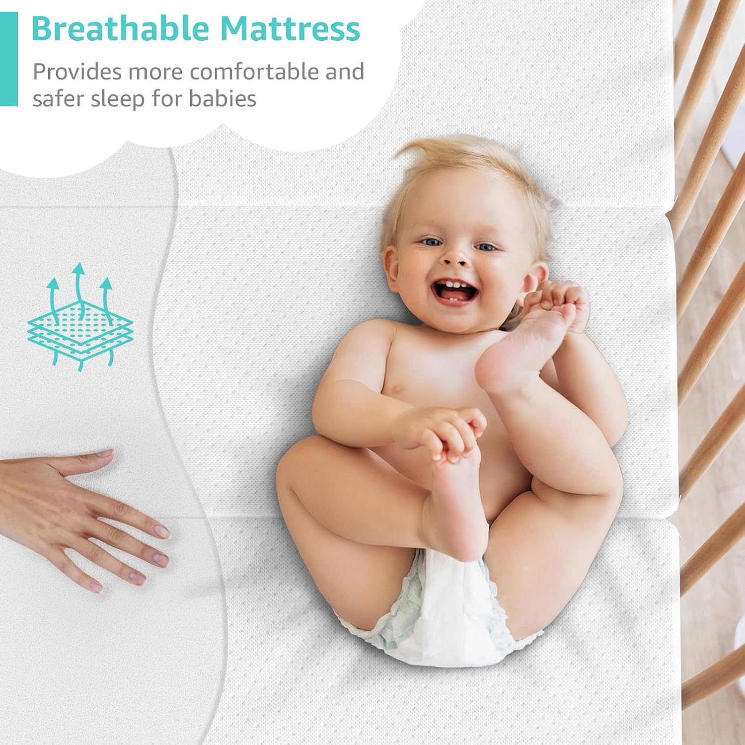YENING Trifold Pack and Play Mattress Pad Foldable 38x26 Waterproof Baby Mattress for Pack N Play Matress Topper Breathable 1" Thick White