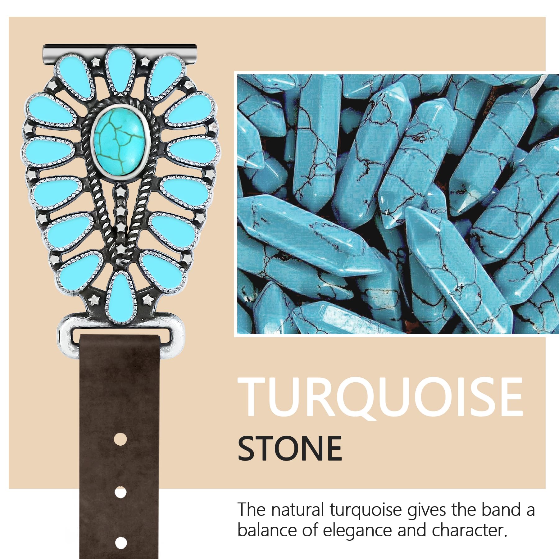 Leather Turquoise Band Boho Compatible Samsung Galaxy Watch 7/6/5/4/FE/Active 2 Amazon.com: JR.DM Leather Band Women Compatible with Samsung  main image 3